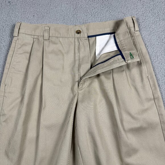 Vintage Tommy Hilfiger Pants Mens3 4x30 Beige Khaki Calssic Fit Pleated Preppy - Picture 1 of 12